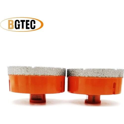 BGTEC 2pcs 100mm Vacuum brazed Dry Diamond Porcelain Ceramic Tile drill bit granite marble drilling core bit 5/8-11Hole saw
