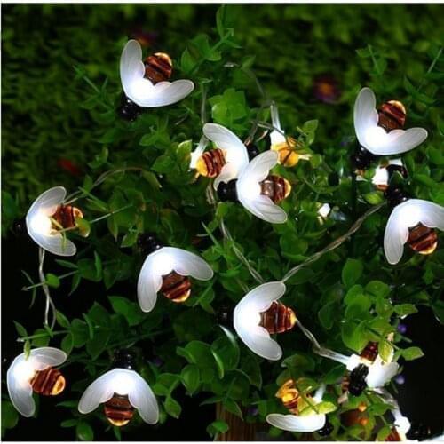 Bee String Lights 20/50 Led Outdoor Solar Power LEDs Strings Waterproof Garden Patio Fence Gazebo Summer Night Light Decorations