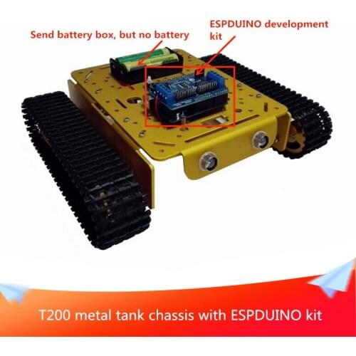 T200 Smart Tank Chassis Metal Shell Tank with ESPDUINO Development Kit and 2-way Motor&16-way Driven Shield DIY Maker Contest