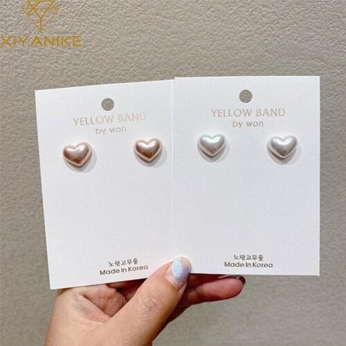 XIYANIKE Minimalist Trendy Heart Earrings For Women Elegant Chic Statement Pearl Stud Earrings 2020 Fashion Jewelry Accessories