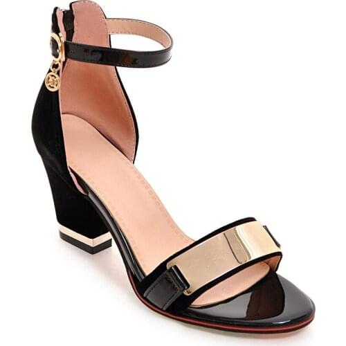 High-heeled womens sandals 2020 summer wild high-heeled shoes with a word buckle small size Roman sandals 34-43