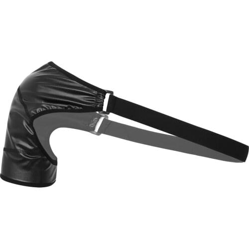 Harness Mens Wet Look Faux Leather Elastic Single Shoulder Brace Support Strap Injury Protector Wrap Belt for Stage Performance