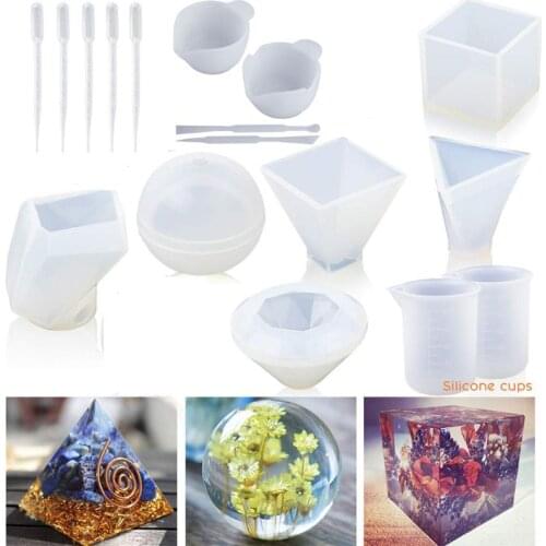 1 Set Large Clear DIY Silicone Molds for Resin, Soap, Wax, Cube/Pyramid/Sphere/Diamond/Stone/Resin Mold, etc Epoxy Resin Mold