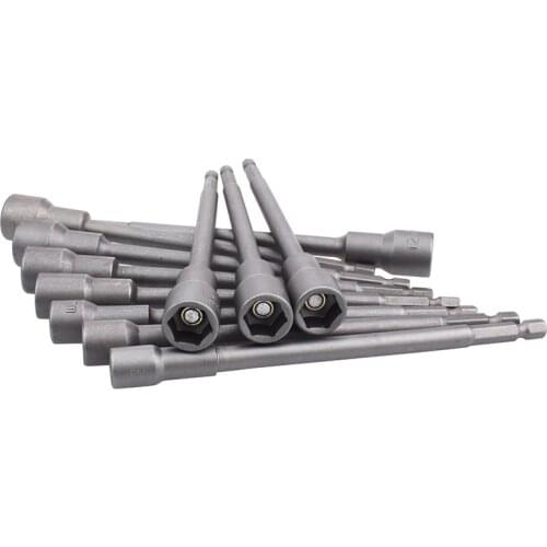 1pcs 150MM Length 1/4‘ Hex Shank Power Bolt Nut Driver Drill Bit Metric Magnetic Socket Wrench Screw Adapter 5.5-19mm choose