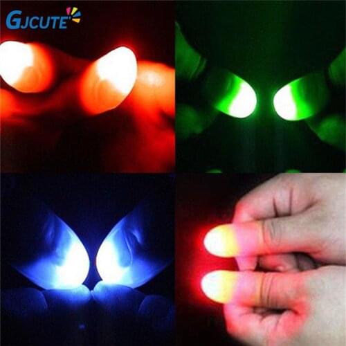 2PCS Funny Novelty Light-Up Thumbs LED Light Flashing Fingers Magic Trick Props Amazing Toys