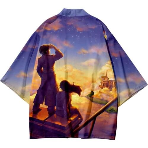 2021 XXS-5XL 6XL Over The Moon Beach Japanese Style Kimono Streetwear Men Women Cardigan Cosplay Haori Yukata Harajuku Tops Robe