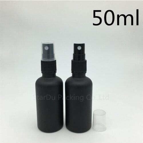 240pcs 50ml black Frosted glass bottle with Perfume sprayer, Essential Oil Spray Glass Bottle, factory wholesale