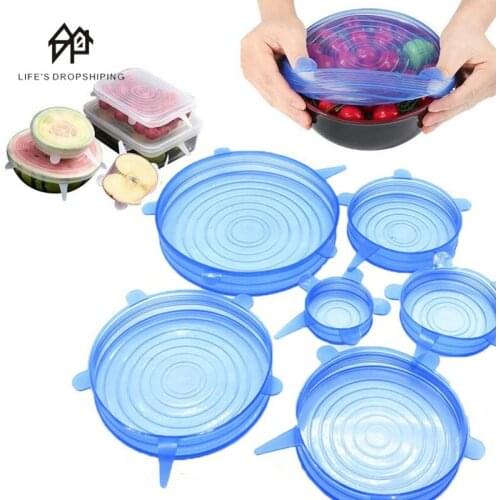 6 Pcs Food Silicone Cover Cap Universal Silicone Lids for Cookware Bowl Reusable Stretch Lids Kitchen Accessories Canning Lids