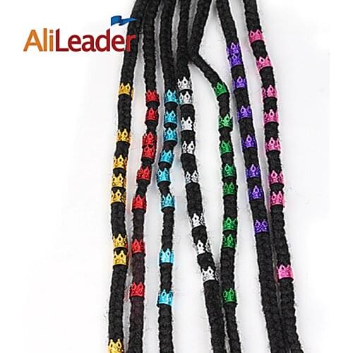 AliLeader Wholesale 50Pcs/ 100Pcs Dreadlock Beads 7Colorful Gold Hair Metal Beads For Dreads For Women Hair Braid Jewelry