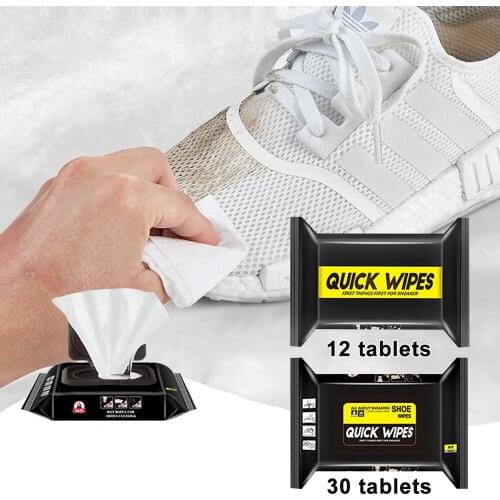 Wonderlife white shoe wipes, travel gadget portable disposable slippers quick cleaning wet wipes 12pcs and 30pcs