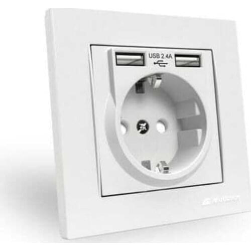 Usb white Grounded Outlet