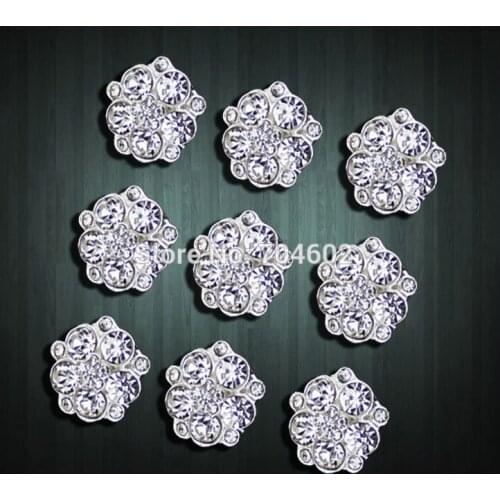 Free Shipping 50pcs/lot 16mm Rosette flower Button Alloy Full Of Crystal Spark Rhinestone Buttons Hair Jewelry accessory PJB05