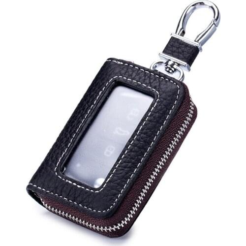 Genuine Leather Keychain Men Women Key Holder Organizer Pouch Cow Split Car Key Bag Wallet Housekeeper Key Case Pouch