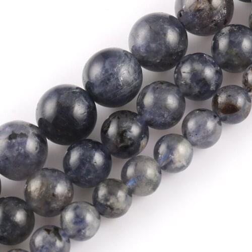 Natural Cordierite Stone Beads Loose Round Mineral Beads for Jewelry Making DIY Bracelets Handmade Christmas Gift 15