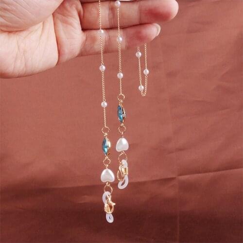 Crystal Pearl Heart Eye Glasses Chain Eyewear Holder Cord Sunglasses Necklace Eyeglass Strap Cord Lanyard Glasses Jewelry