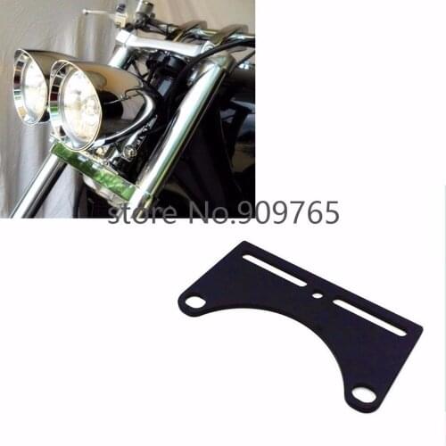 Black Bottom Mount Dual HEADLIGHT Bracket For Harley Honda Kawasaki Honda Suzuki Cruisers Bikes Choppers Touring Custom