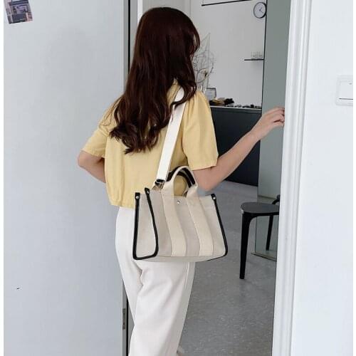 Designer Wide Strap Shoulder Bags High Quality Crossbody Bag Small Tote Female Purses 2022 Casual Thick Canvas Women Handbags