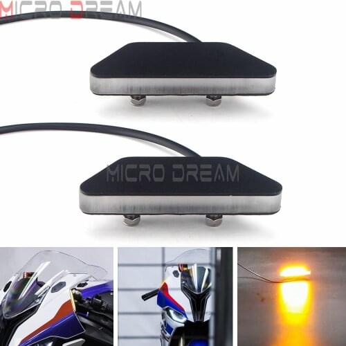 For BMW S1000RR 2020-Present Motorcycle Mirror Block Off LED Sequential Flowing Turn Signals Amber Light Aluminum Black Plates