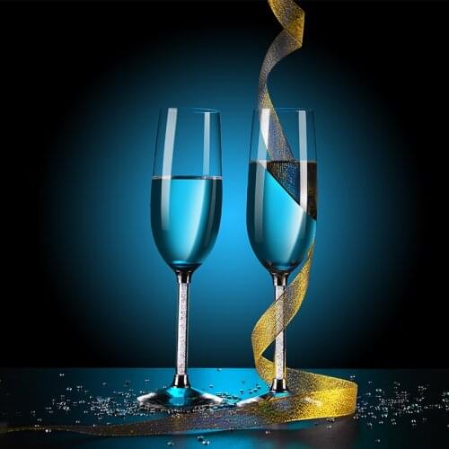 French Chic Luxury Crystal Diamond Cupstick Wedding Toast Champagne Flute Banquet Sparkling Wine Glass Aperitif Goblet Gift Box