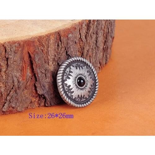 10PC RETRO SLIVER STAR FLOWER ROPE WESTERN BELT WALLET CONCHOS STUD SCREWBACK 1"