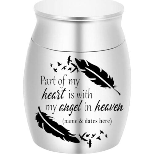 Cremation Urn Feather Small Souvenir Aluminum Cremation Jar Coffin Urn Souvenir Belt Gift Terdz