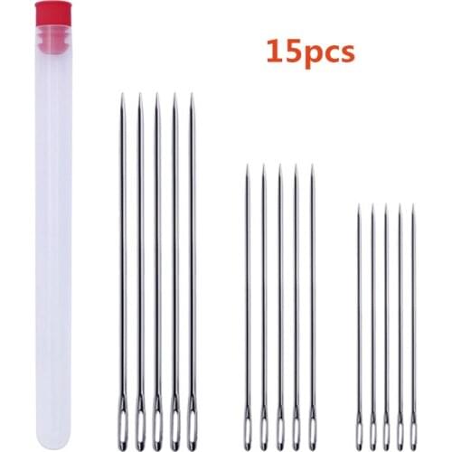MIUSIE 15pcs 3 Size Needles Hand Sewing Crafts Large Big Eye Manual For Embroidery Tapestry Apparel Sewing Fabric Sewing Needle
