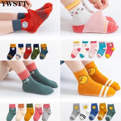 Children Socks Autumn Winter Cotton Tube Socks Baby Socks Boys Girls Floor Socks Sweat Absorbent Cartoon Socks Kids Socks
