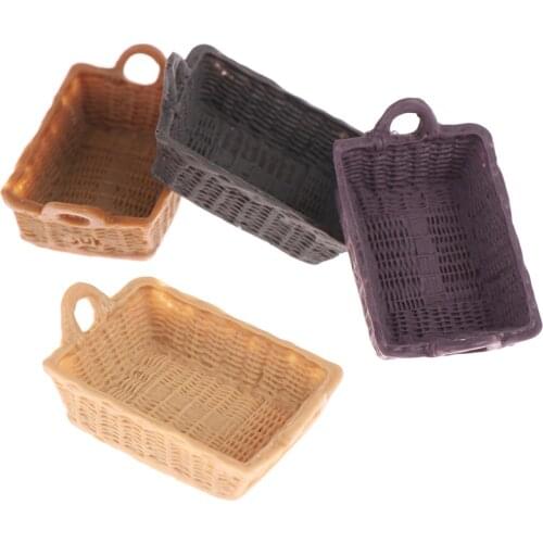 New Arrival 1:12 Dollhouse Miniature Mini Resin Bread Basket Food Storage Basket Accessories Doll house storage Home Decor Toys