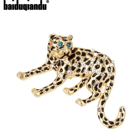 Baiduqiandu New Arrival Green Eye Rhinestones Leopard Brooches for Women Dress Fashion Pins Accessories
