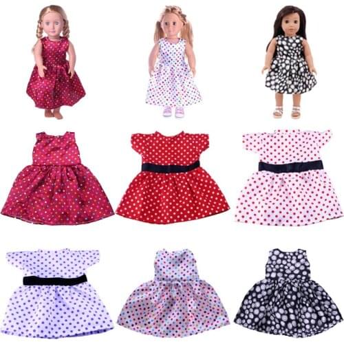 Doll Clothes Polka Dot Dresses For 18 Inch&43 Cm Dolls&New Born Baby Generation Girls Birthday Gifts