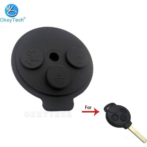 OkeyTech 3 Buttons Car Styling Rubber Button Pad For Benz Smart 1998-2012 Replacement Car Key Shell Case Fob Pad For Mercedes