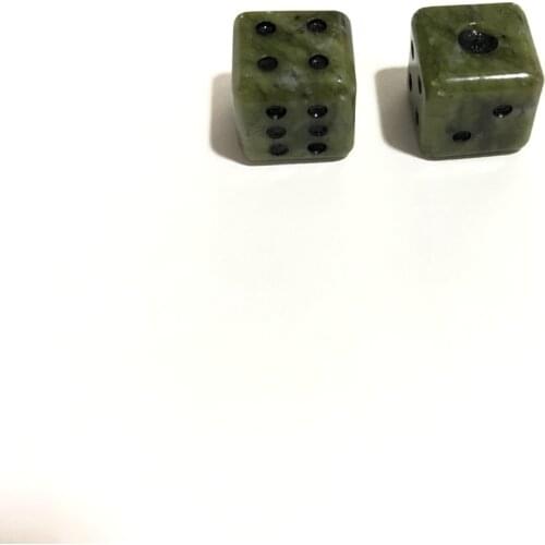Wholesale 2pcs Natural Olive Jad e 15mm Dice Gem Stone Loose Bead Dice