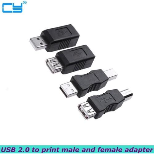 Wholesale USB2.0 A Male & A Female B Female Printer Print Converter Adapter Connector USB 2.0 Port USB 2.0 Adapter