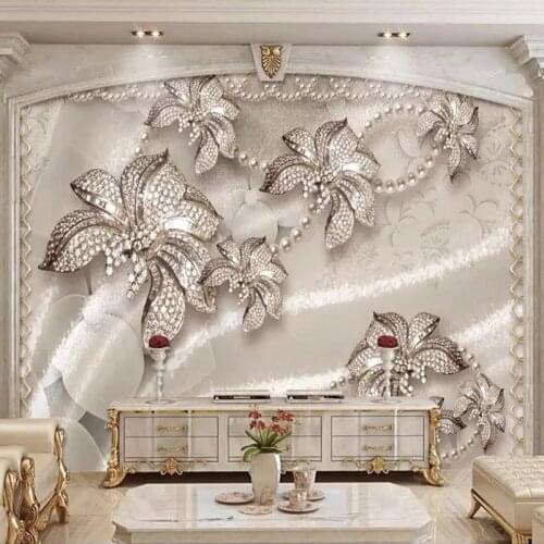Custom Any Size Wallpaper 3D Stereo Luxury Jewelry Flower Living Room TV Background Murals Waterproof