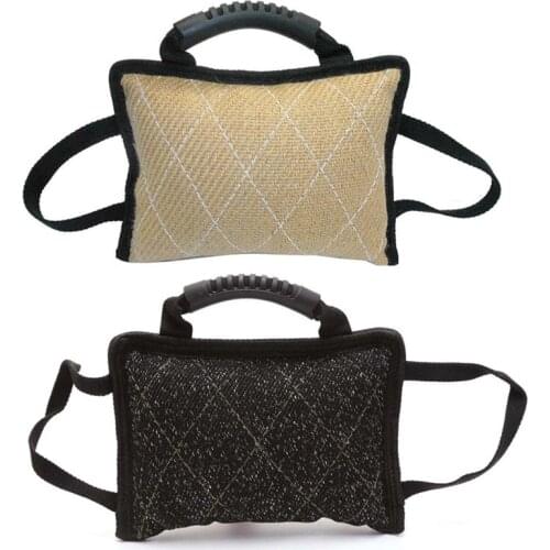 Durable Linen Dog Biting Pillow with Handle for German Shepherd Medium Large Dog 667A