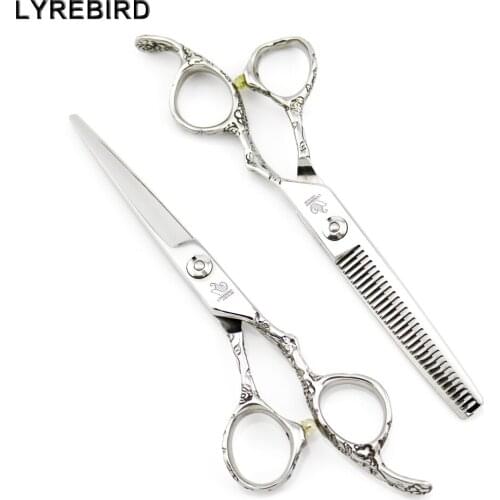 Professional Hair Shears 6 Inch Barber Shears Hair scissors Engraved Flower Handle Lyrebird HIGH CLASS NEW
