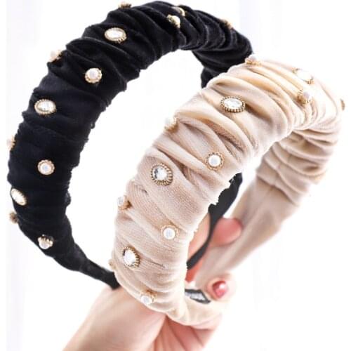 Vintage Velvet Scrunchies Rhinestone Hairband Headband Hair Accessories