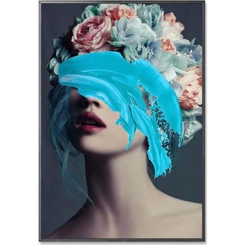 Modern Floral Feather Woman Abstract Fashion Style Canvas Painting Art Print Poster Picture Frame Wall Living Room Home Decor