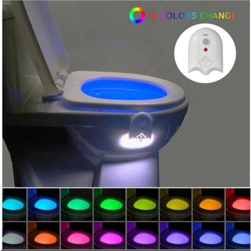 LED Motion Sensor LED Toilet Light USB Rechargeable Toilet Seat Night Light PIR Backlight Lighting Waterproof 16 Colors WC Lamp