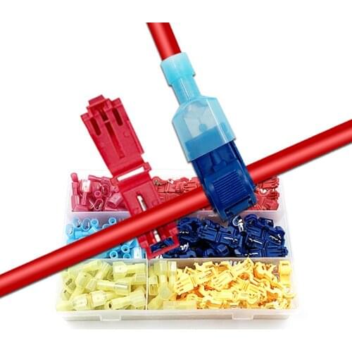 T-Tap Wire Connectors, Self-Stripping Quick Splice Electrical Wire Terminals Block, Insulated Male Disconnect Spade Terminals