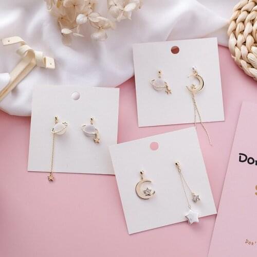 2021 Shell Star Moon Planet Asymmetrical Drop Earrings For Women Simulated-pearl Bead Pendientes Long Drop Tassel Earrings