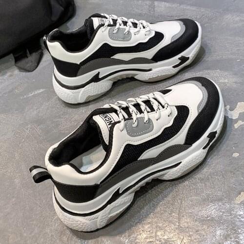 2021 New Womens Chunky Sneakers Thick Bottom Platform Vulcanize Shoes Fashion Breathable Casual Running Shoe for Woman Female