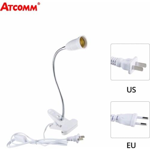 1.8m E27 LED Desk Lamp Clip Holder With Switch Flexible E27 Lamp Holder EU US Plug 360 Degrees