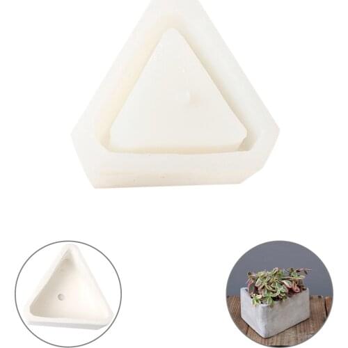 1Pc Triangle Concrete Silicone Mold Cactu Succulent Plant Flower Pot Mould DIY Cement Clay Craft Casting Flowerpot Mold 3D Mould