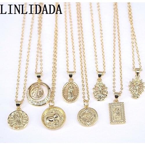 10Pcs New design cz necklace,gold color mix style religion /eye charm cubic zircon popular pendant necklace