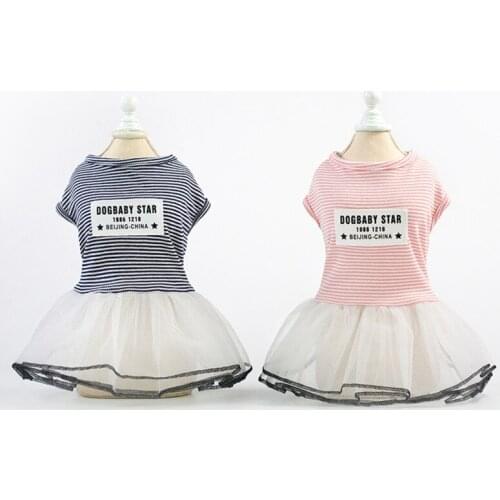 10pcs Stripes Dog Cotton Dress Summer Pet Clothes for Small Dog Princess Tutu Skirt Chihuahua Puppy Clothes