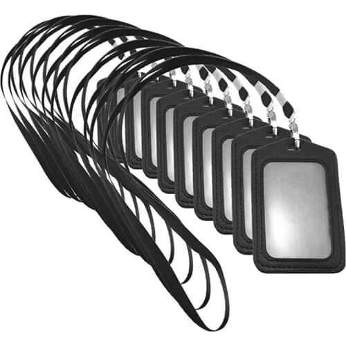 10 Pack Card Holder Vertical Badge Holder with Clear ID Card Window and Lanyard for Office School ID Credit Card