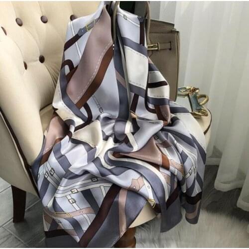 100% Silk Scarf Women Crepe Luxury Brand Fashion Scarfe Real silk Scarf Ladies Hangzhou French long silk scarf Women 23 Styles