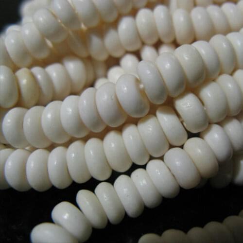 TSB0505 Tibet Yak Bone Coin Beads Spacers 6x3mm 100 beads lot White and Oiled
