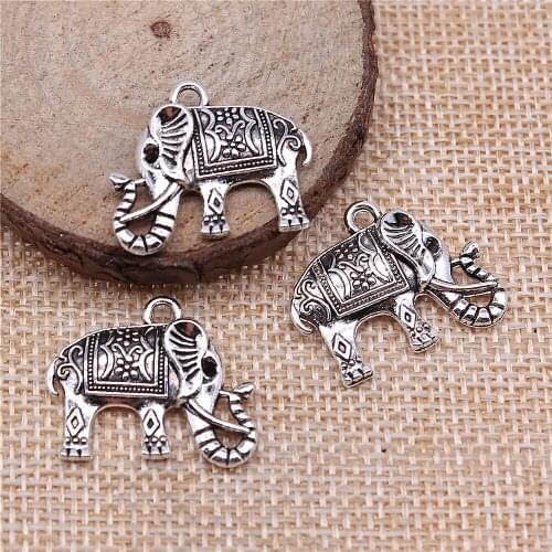 17pcs 20x24mm antique silver Two-sided three-dimensional Thai elephant charms diy retro jewelry fit Earring keychain pendant